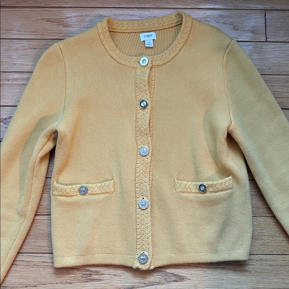 J. Crew size S Mustard Cardigan with Gold Buttons